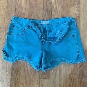 Free People Vintage Green Denim Shorts